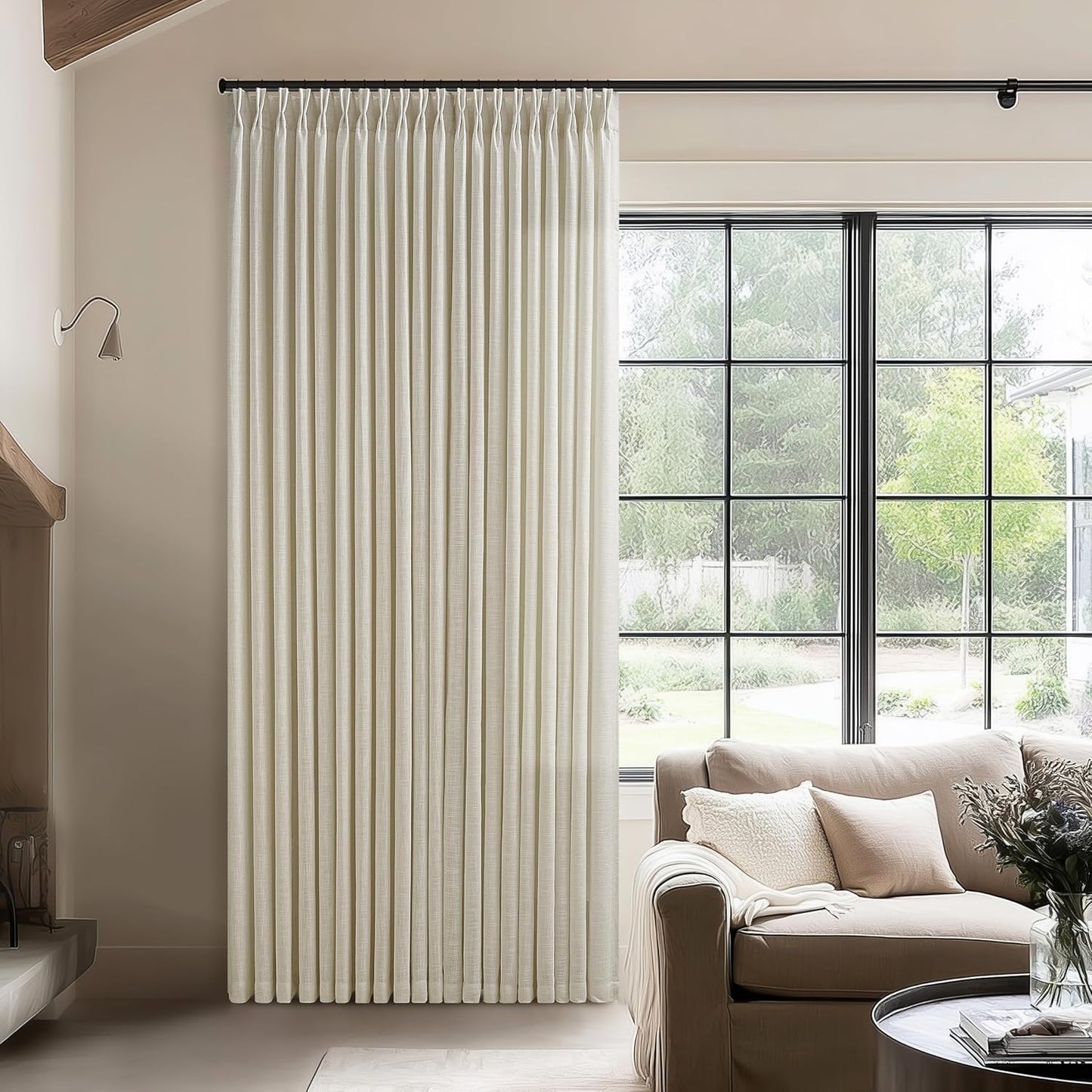 Pinch Pleated Linen 96 Inch Curtains for Elegant Living Spaces