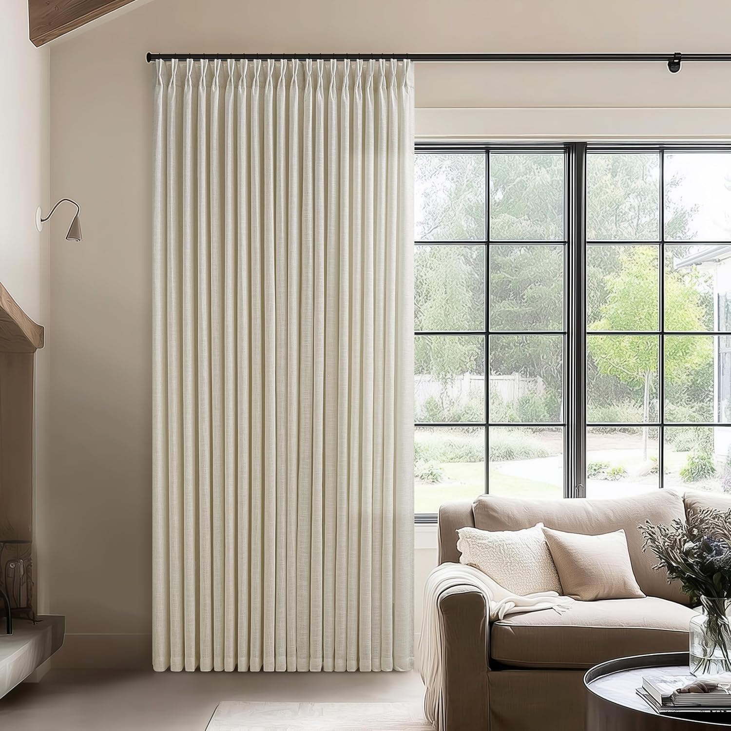Pinch Pleated Linen 96 Inch Curtains for Elegant Living Spaces