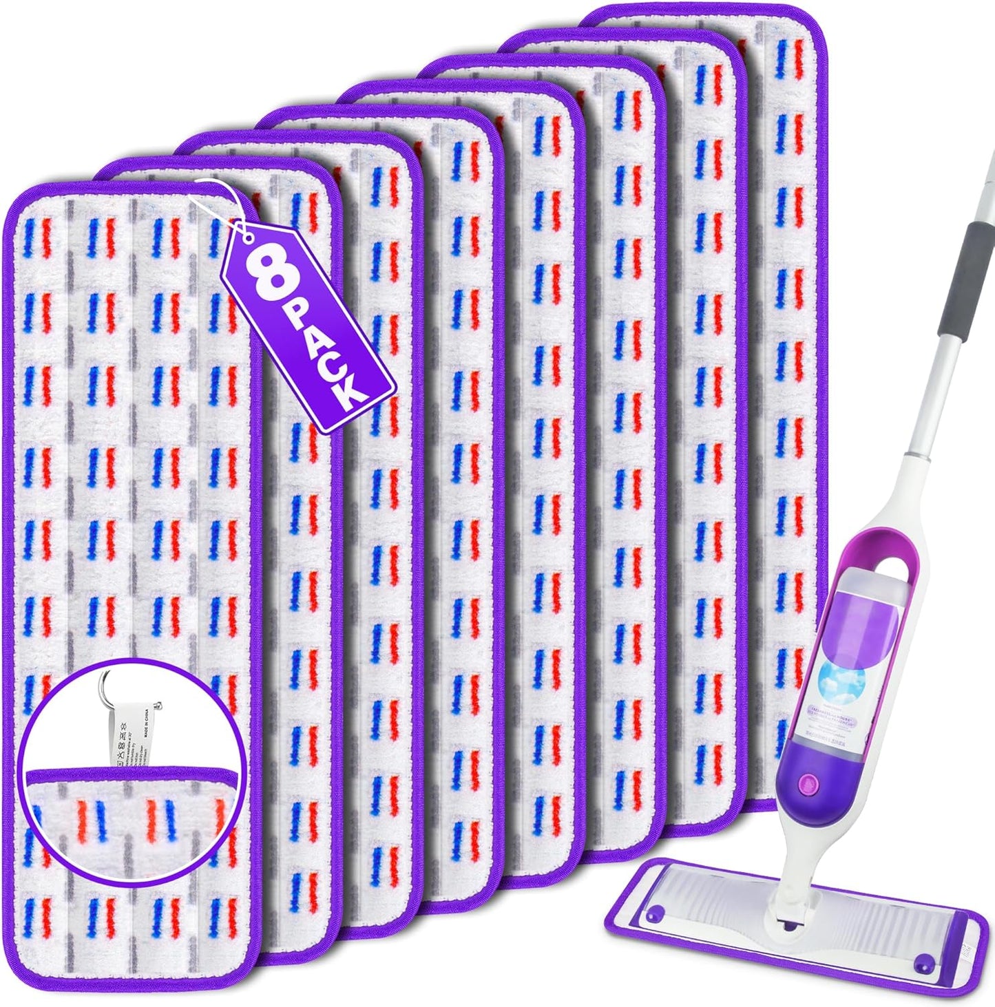 8 Pack Swiffer PowerMop Microfiber Pads - Machine Washable for Easy Hardwood Floor Cleaning!