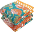 Boho Throw Blanket 100% Organic Cotton 80 in x 90 in - Reversible Soft