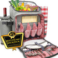 Large Picnic Backpack with Insulated Compartment & Dinnerware Set