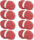 HOMBYS Red Chunky Chenille Yarn for Crocheting - Soft Super Bulky Pack