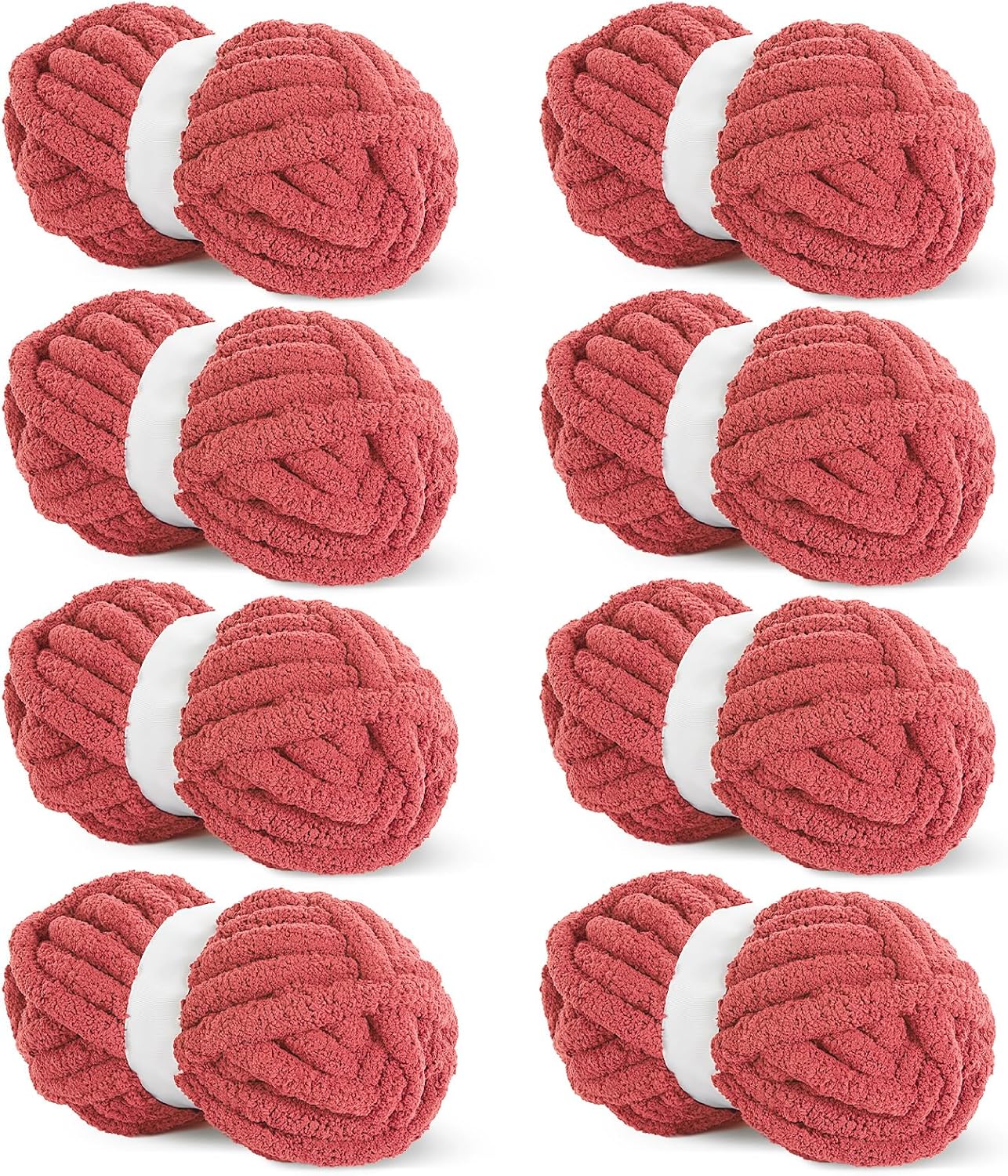 HOMBYS Red Chunky Chenille Yarn for Cozy Knitting Projects