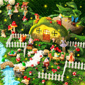 Solar Fairy House Garden Kit with Mushroom House - Solar Light Accent