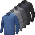 Mens Long Sleeve Polo Shirts 5 Pack - Quick Dry Golf & Casual