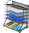 Simple Houseware 6-Tier Sliding File Organizer - Compact Desk Sorting