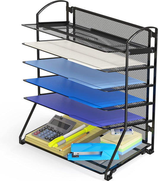 Efficient Desk File Organizer, 6-Tier Sliding Tray