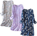 3 Pack Women's Long Sleeve Nightgowns - Soft Cotton Sleep Shirts