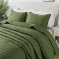 Olive Dark Green King Size Quilt Bedding Set - Lightweight All-Season