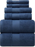 Navy Blue 6-Piece Bamboo Viscose Bath Towel Set - 700 GSM Luxury