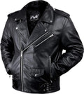 HWK Brando Leather Motorcycle Jacket for Men - Classic Road Protection