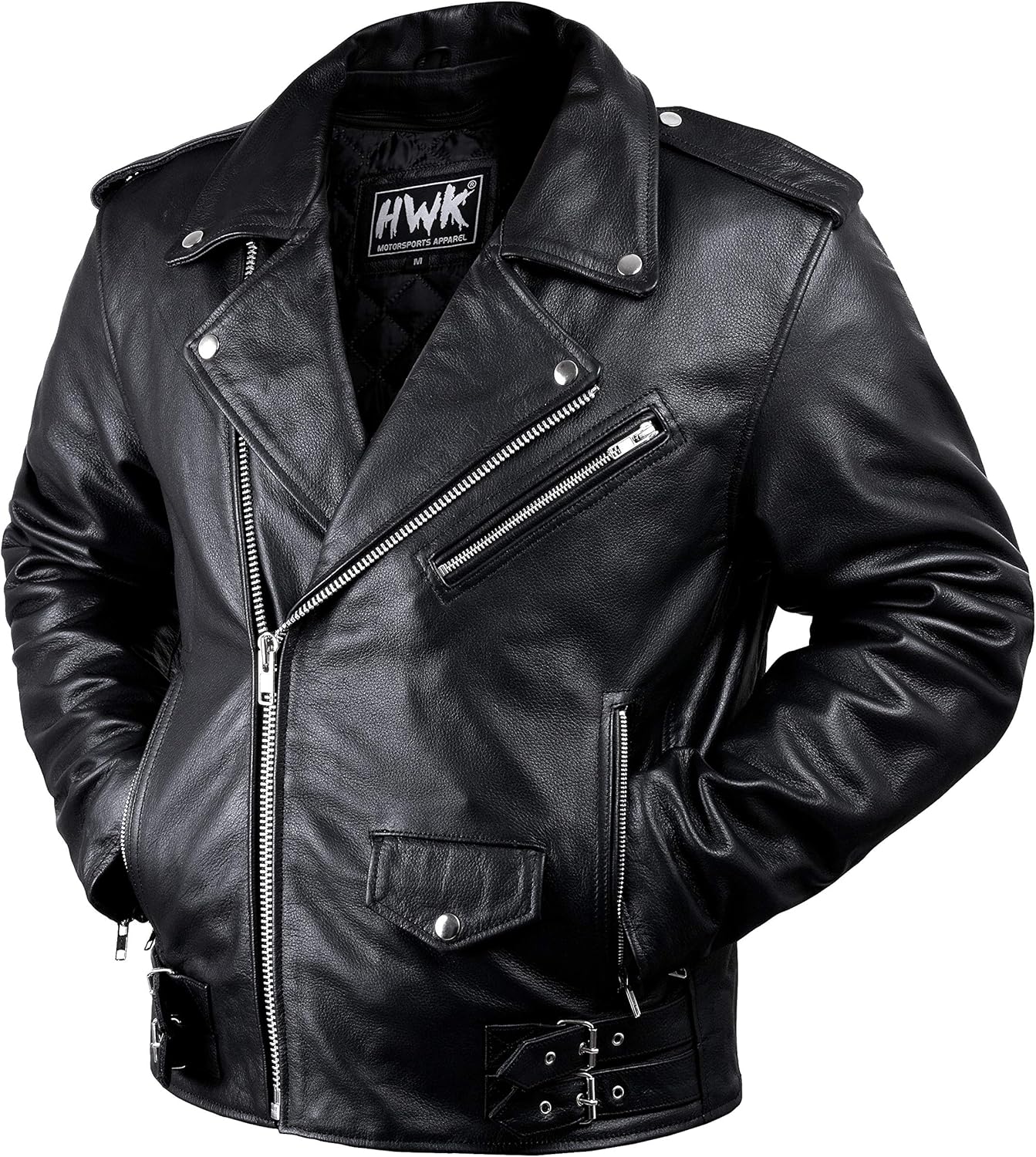 Genuine Black Leather Motorcycle Jacket with CE Armor for Men