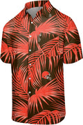 FOCO NFL Mens Team Logo Floral Aloha Tropical Button Up Shirt - Team