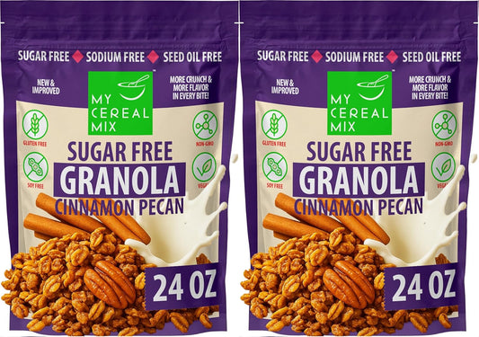MyCerealMix Sugar Free Granola Cinnamon Pecan 2-Pack for Keto