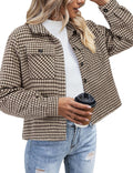 Flannels for Women Cropped Shacket Jacket - Plaid Fall Coat