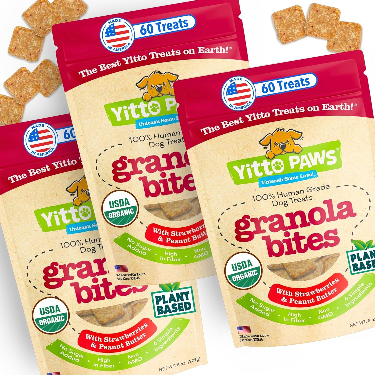 Organic Dog Treats Crunchy Strawberry & Peanut Butter Biscuits
