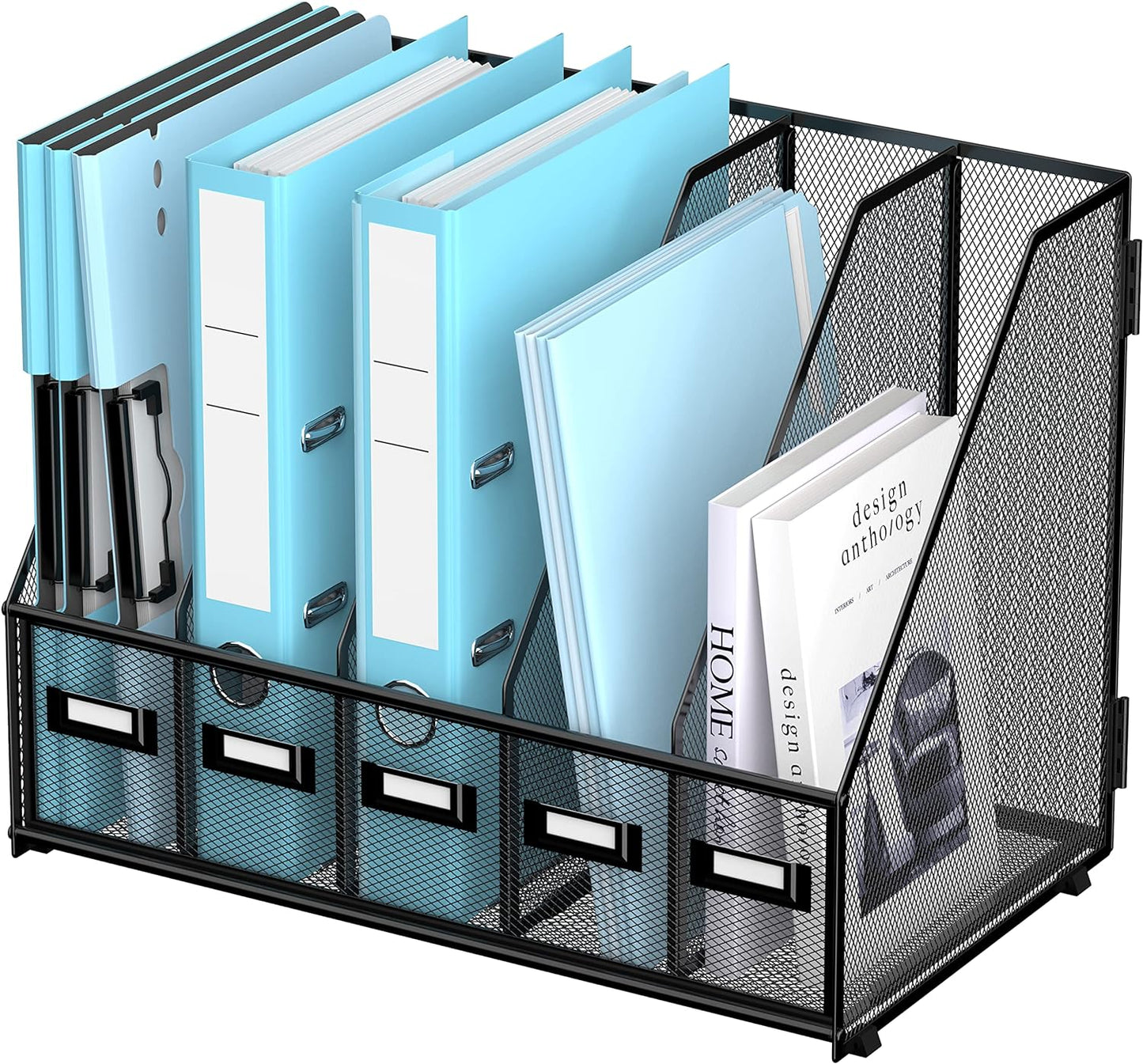 Organize Efficiently with 5-Compartment Desk Holder