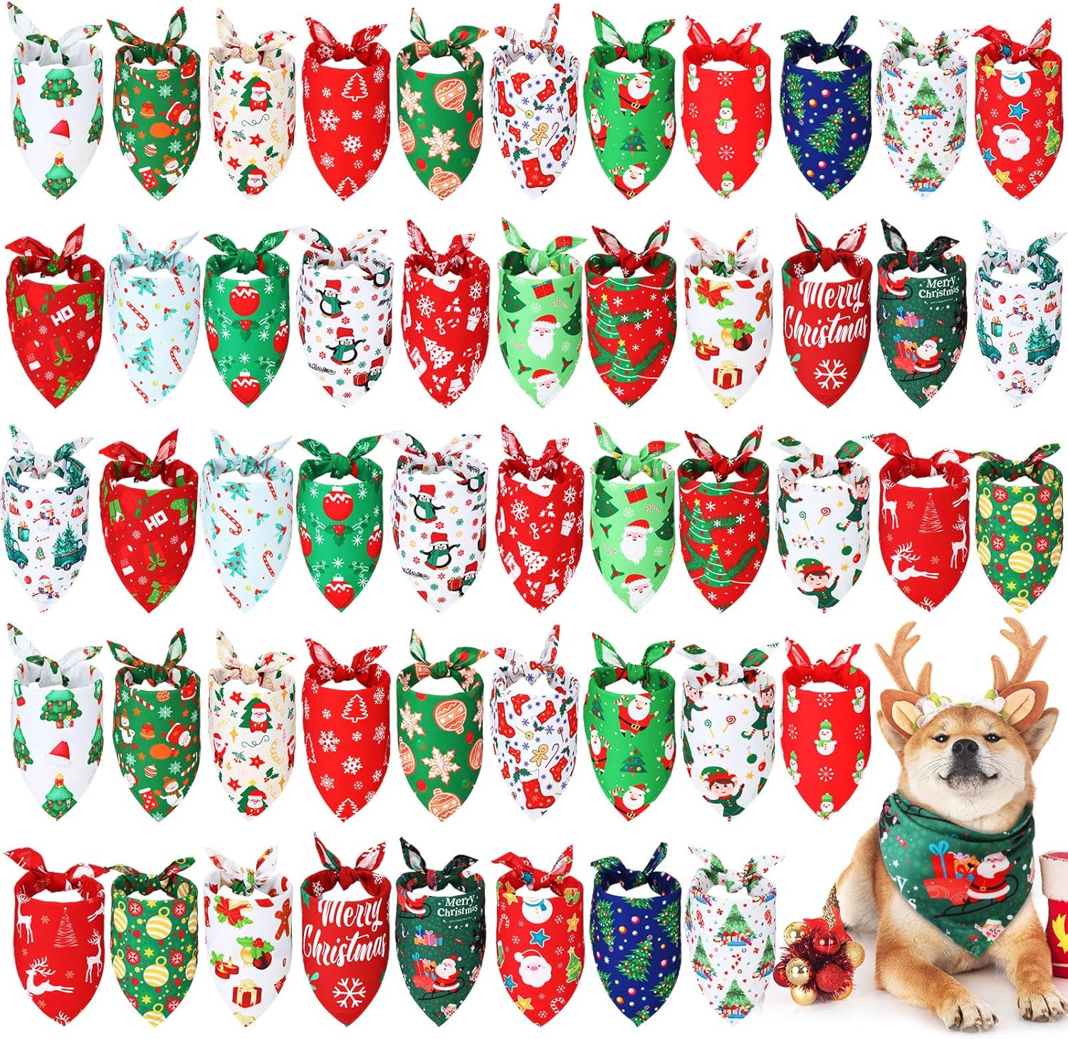 Christmas Dog Bandanas Set of 50 for Festive Pet Costumes