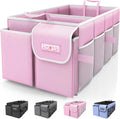 Car Trunk Organizer Foldable with 2 Compartments and Mesh Pockets