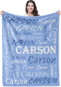 Personalized Name Throw Blanket - Soft Light Blue Flannel Gift