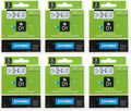 Dymo D1 Standard Tape Cartridge, 1/2in x 23ft, Pack of 6