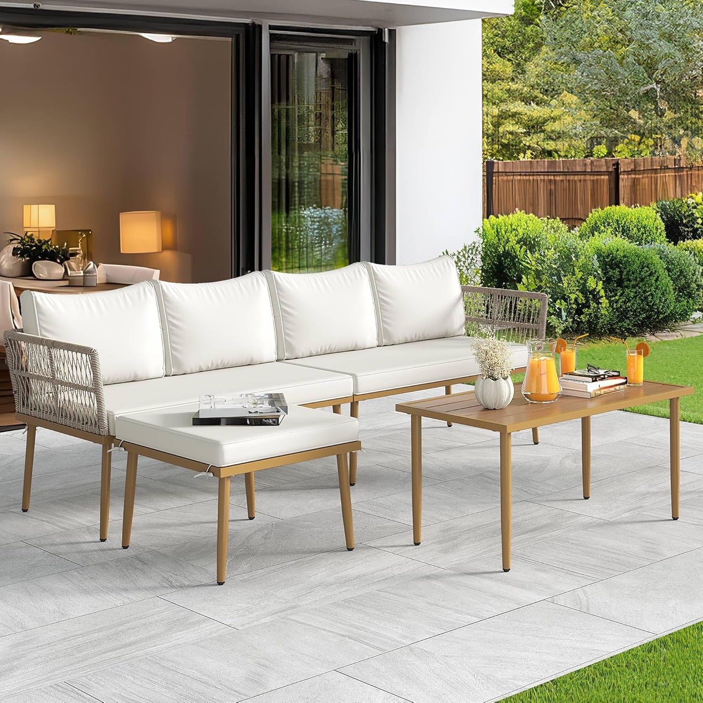 YITAHOME Patio Furniture Set - 6 Piece Rattan Sectional Sofa