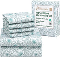 RUVANTI 6 Pcs Cotton Sheets King Size - Crispy Percale Comfort