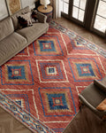 Area Rug 8x10 Machine Washable Low Pile Tribal Western Rug