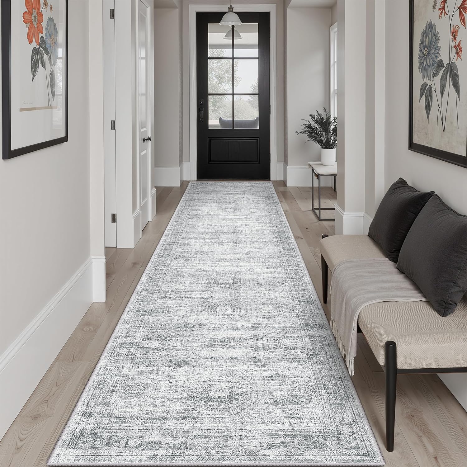 Runner Rug 2ft 6in x 10ft Washable Non-Slip for Kitchen and More