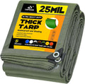 10x10 25Mil Ultra-Heavy Duty Waterproof Silicone Canvas Tarp - Durable
