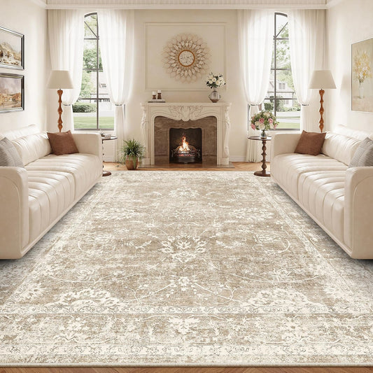 Madane 9x12 Area Rugs for Living Room, Soft Vintage Floral Print