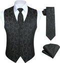 Paisley Floral Jacquard Vest Tie Set for Men - Formal Waistcoat