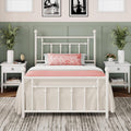 14 in Twin Metal Platform Bed Frame with Victorian Headboard White