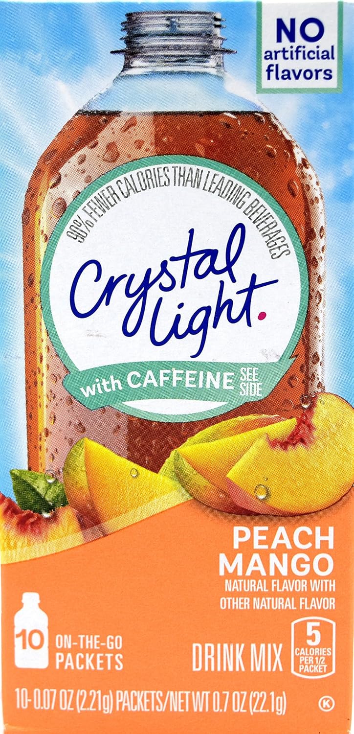 Crystal Light On The Go Peach Mango Drink Mix with Caffeine