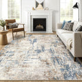 9x12 Area Rug Washable Rug Tan - Soft Modern Abstract for Living Room