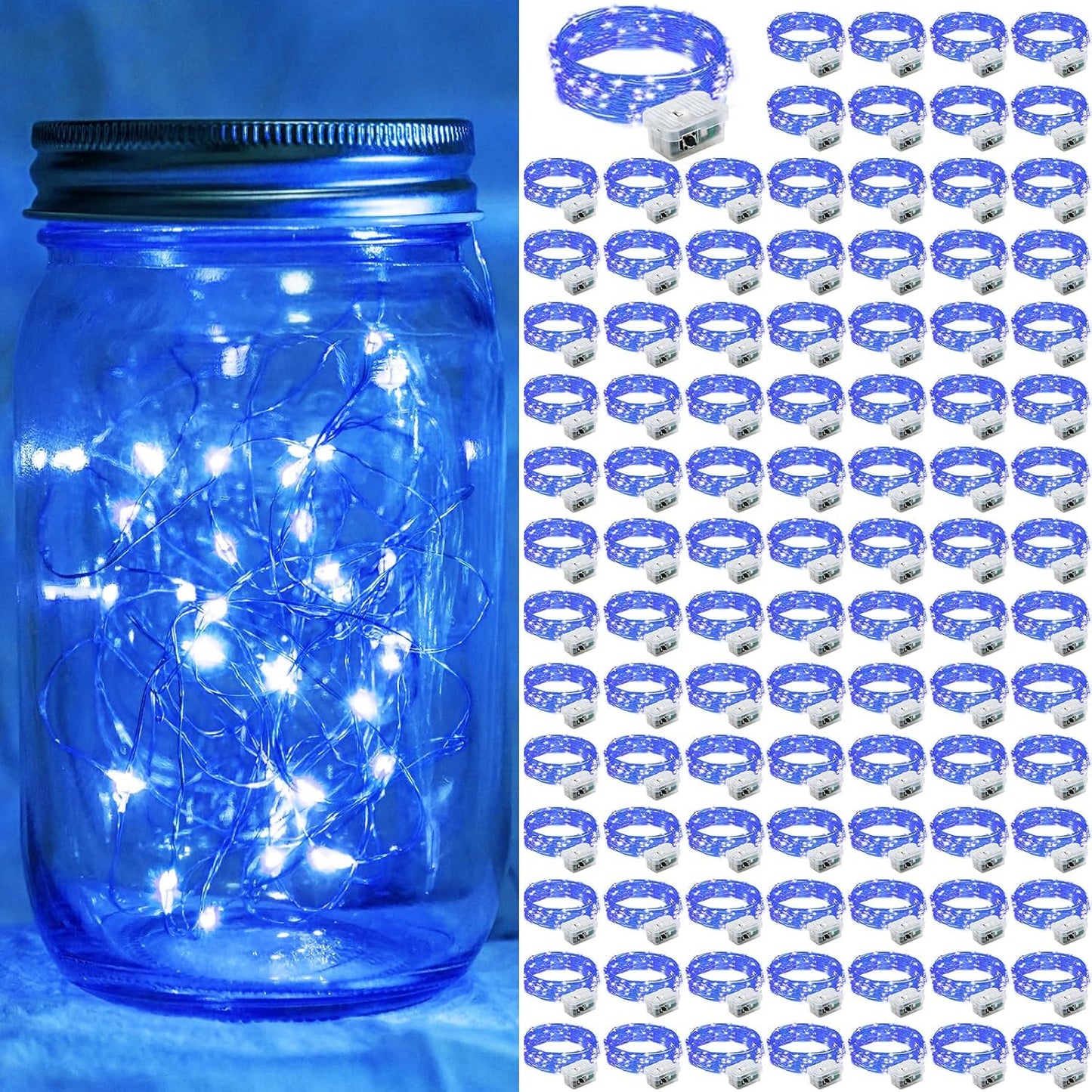 100 Pack Blue Fairy Lights for Magical Decor and Events