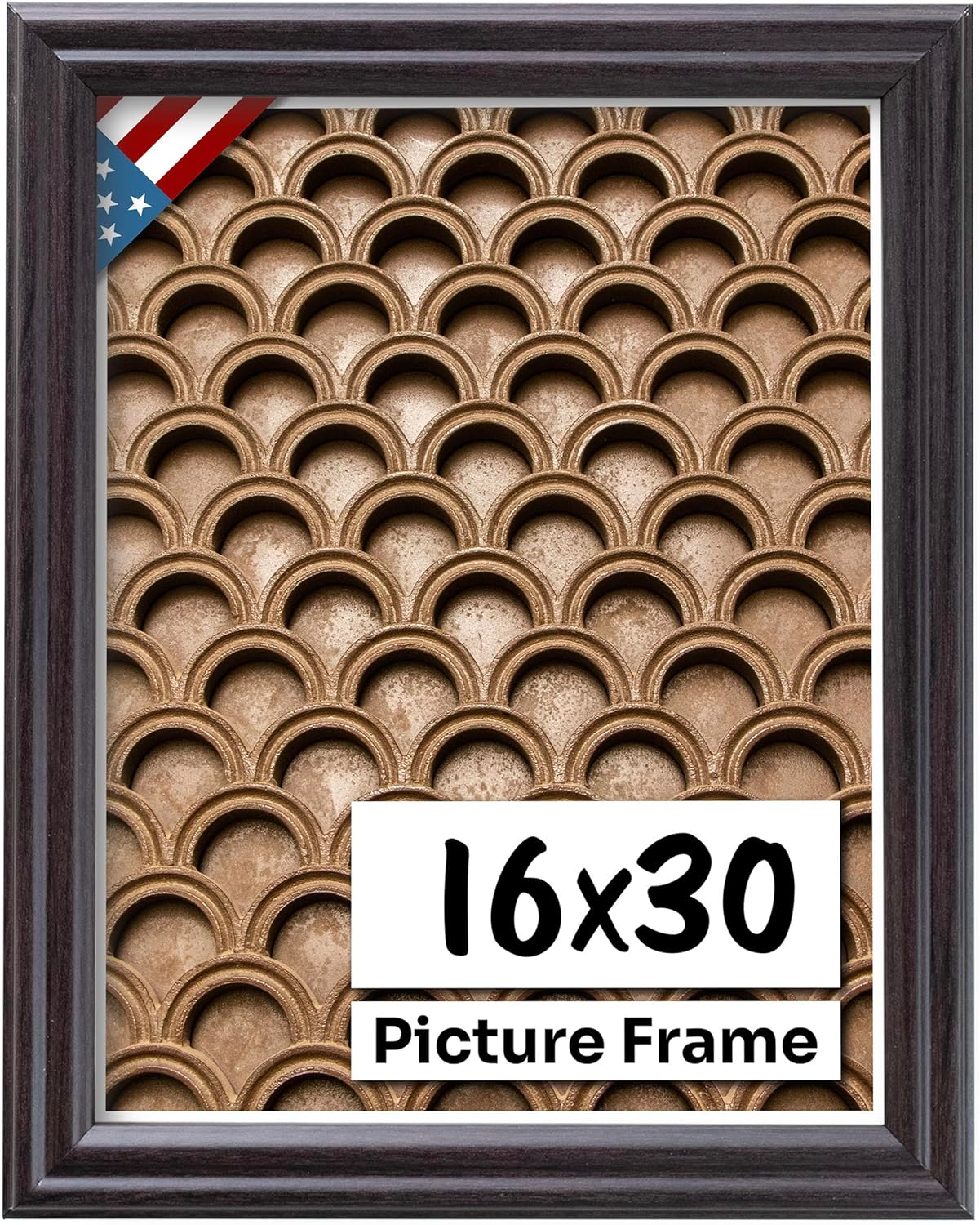 Coffee Brown 16x30 Picture Frame with UV Blocking Plexiglass