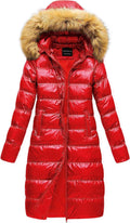 US Women's Long Winter Faux Fur Puffer Coat - Slim Warm Coverage