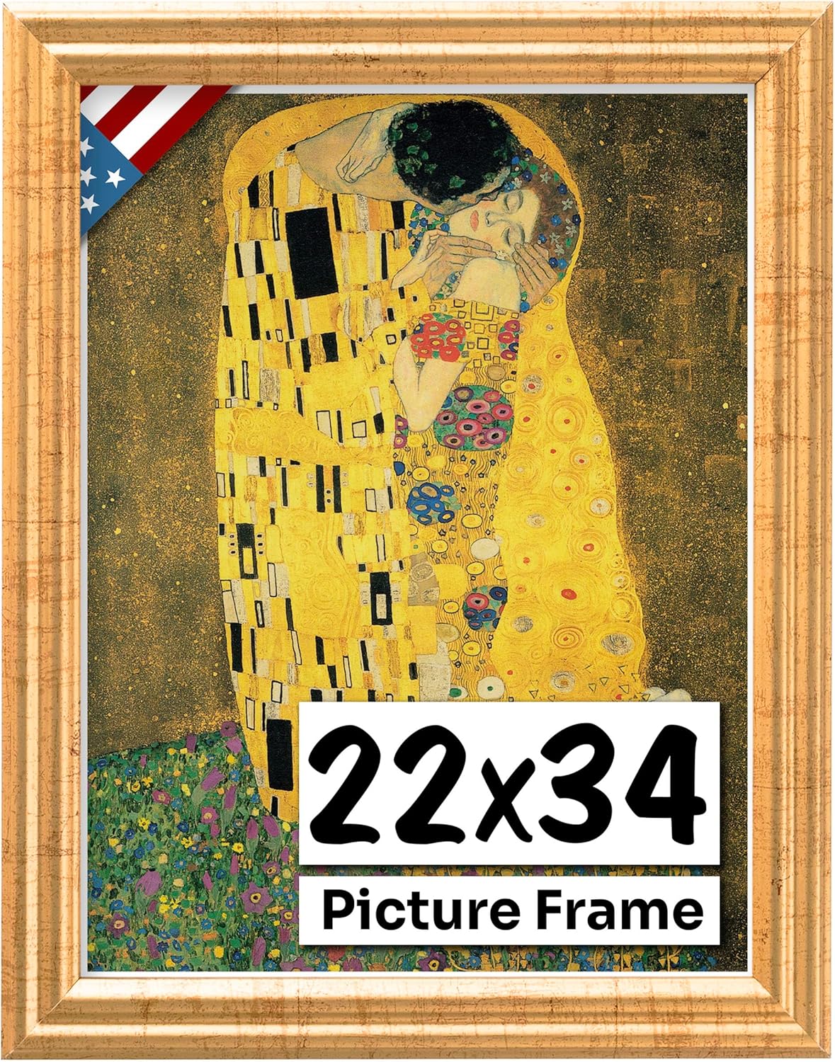 Antique Gold 22x34 Picture Frame - Handmade Solid Wood Decor