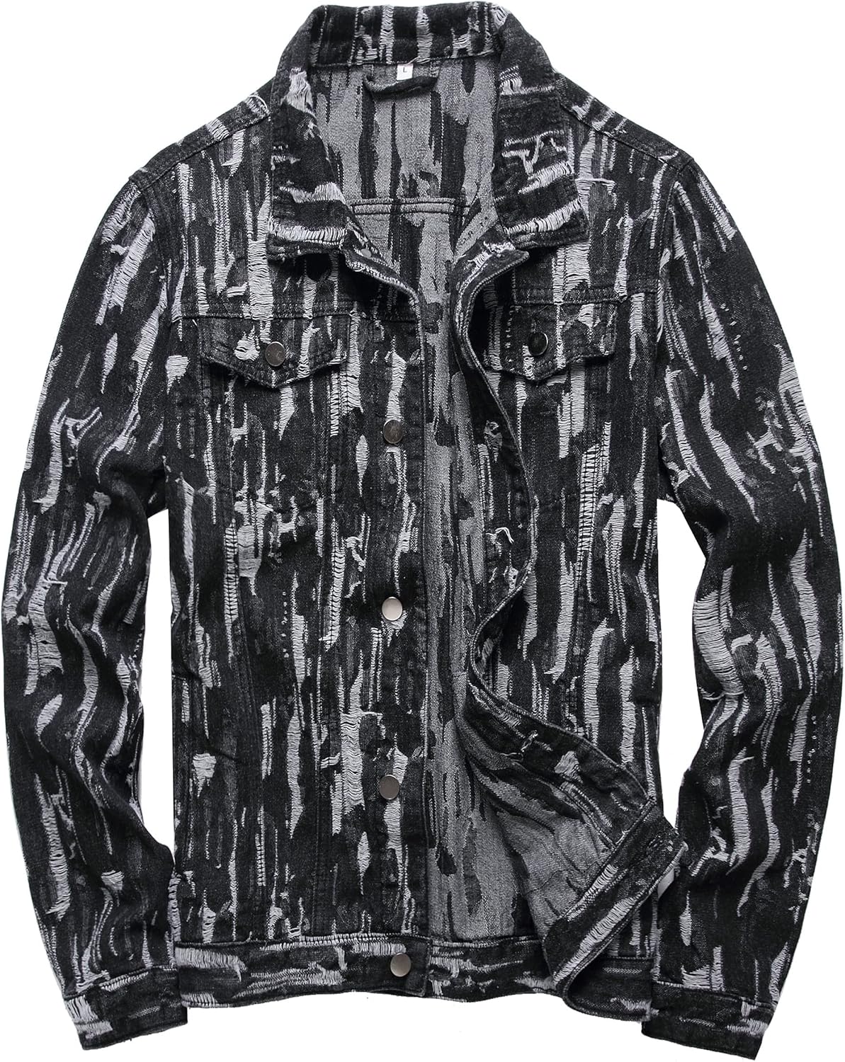 RANMCC Slim Fit Ripped Denim Jacket for Men - Stylish Comfort