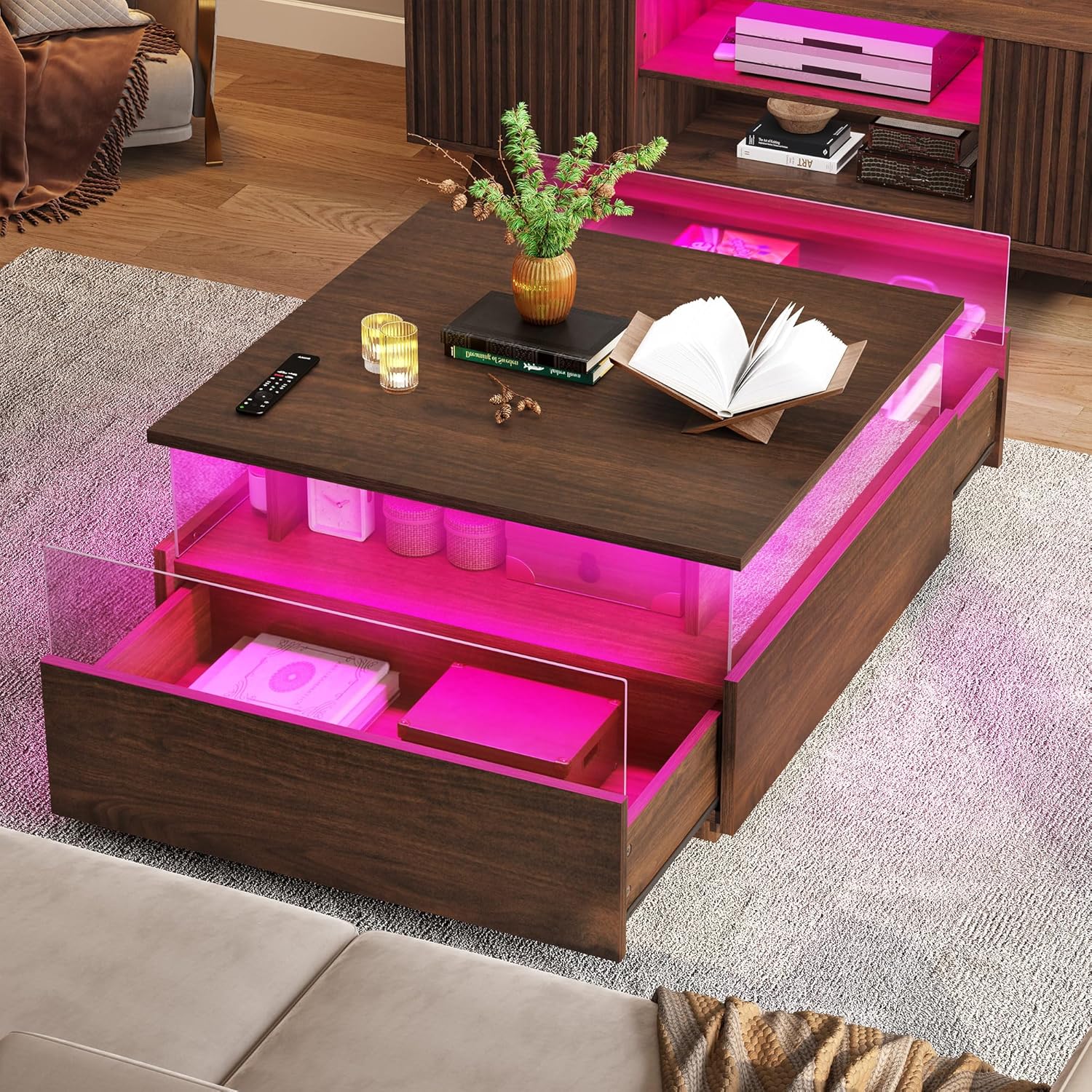 Modern LED Coffee Table with Storage