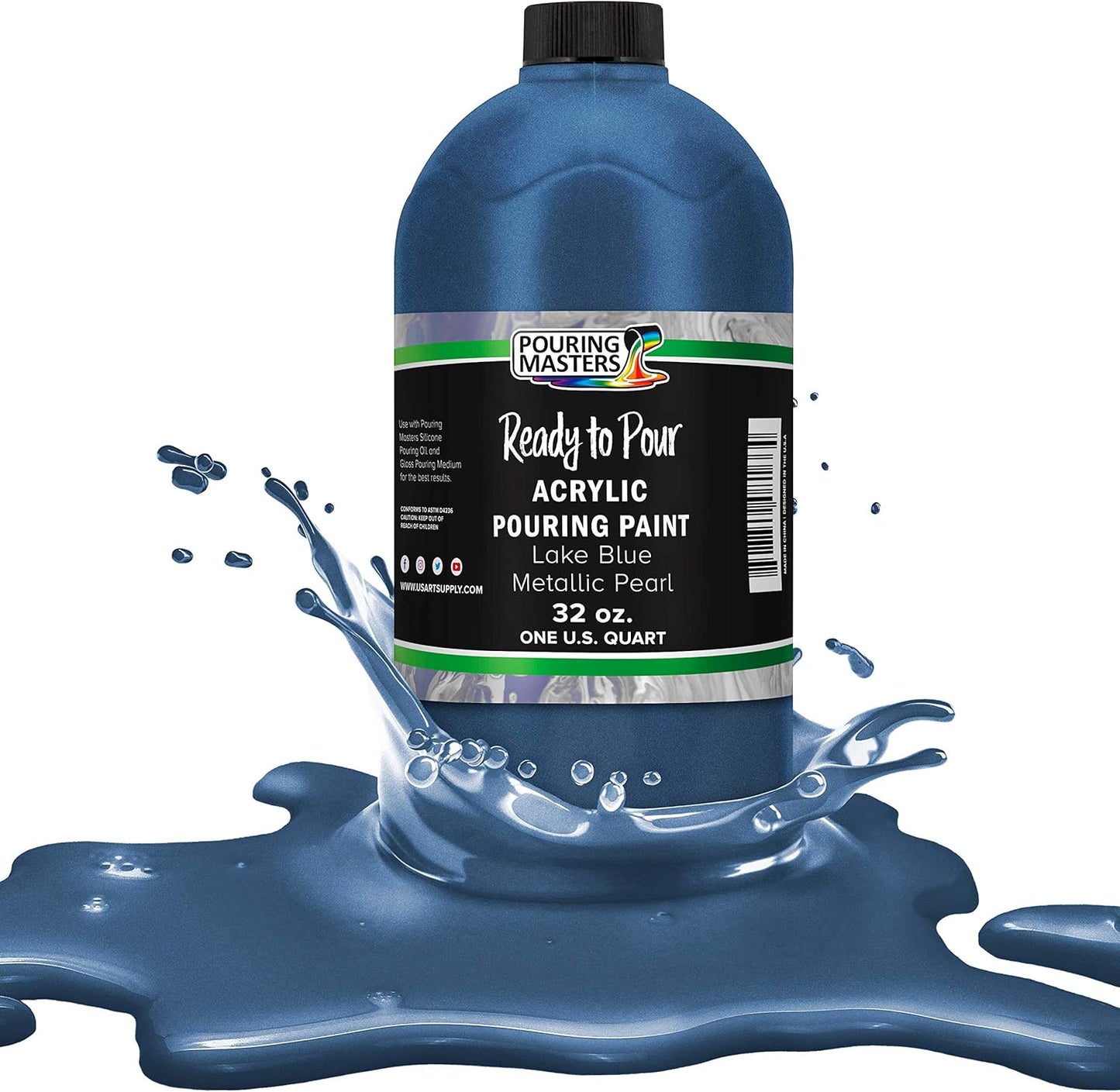 Pouring Masters Lake Blue Metallic Pearl Acrylic Paint for Art