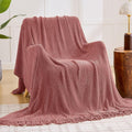 Coral Pink Chunky Chenille Throw Blanket 60x80 - Extra Thick Cozy