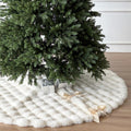 60-Inch Puff Quilt Faux Fur Christmas Tree Skirt - Plush Quilted