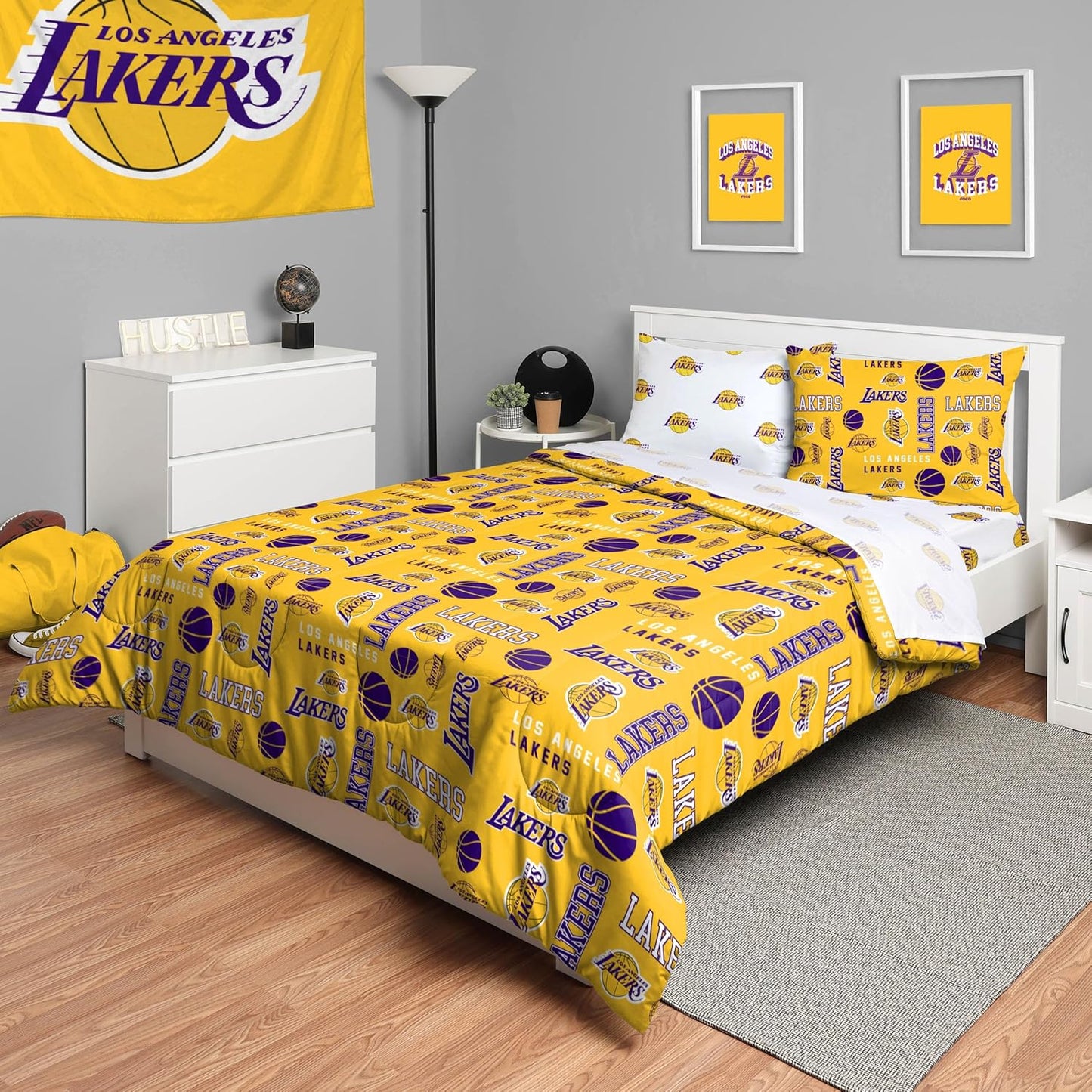 FOCO Unisex-Adult NBA Team Logo Bed in a Bag Comforter Set