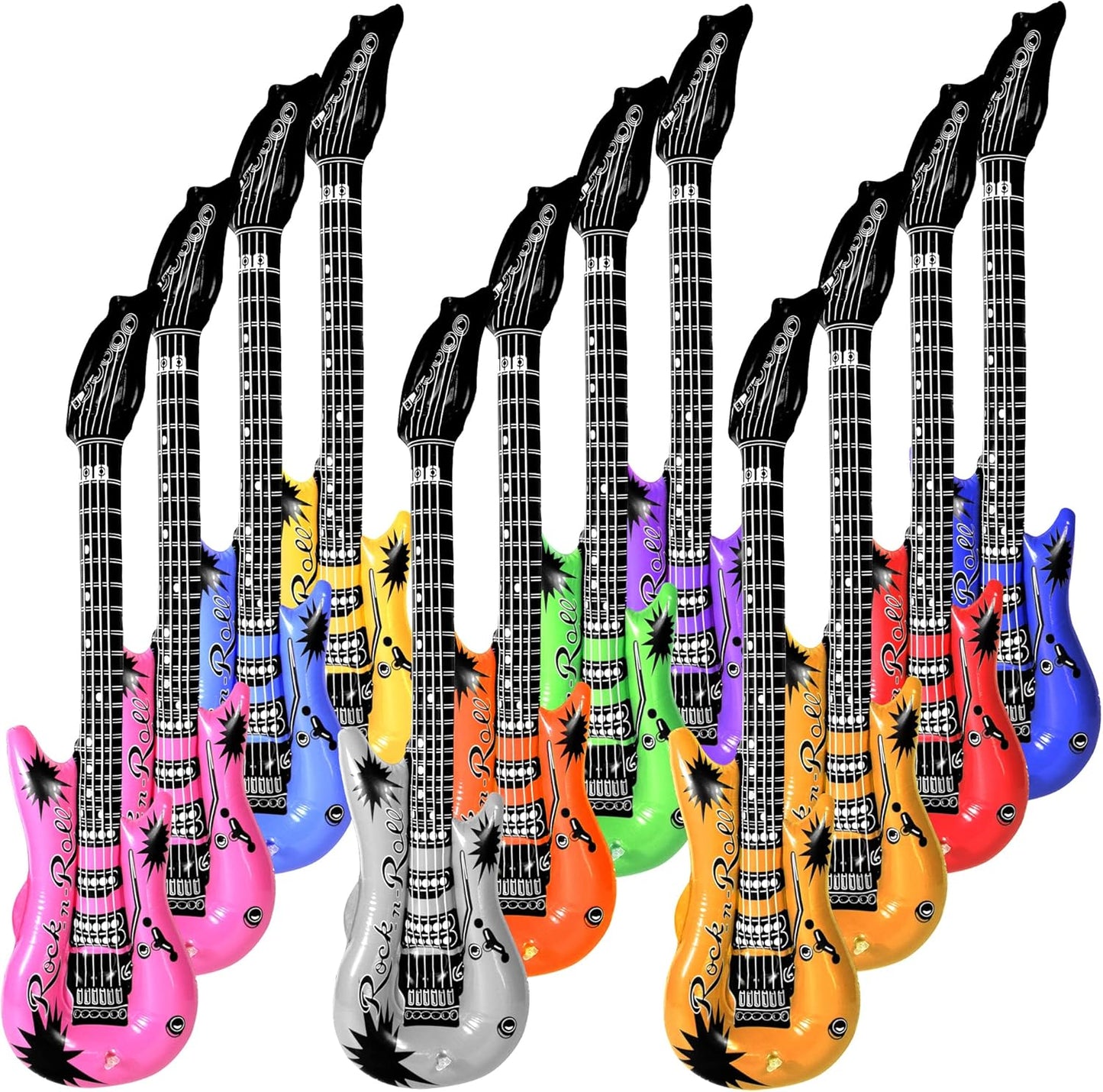 Inflatable Rock Star Guitar Toy - 12Pcs Assorted Colors