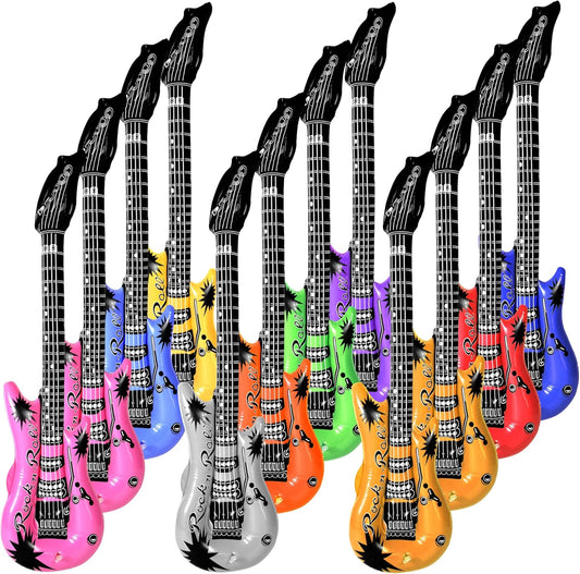 Inflatable Rock Star Guitar Toy - 12Pcs Assorted Colors