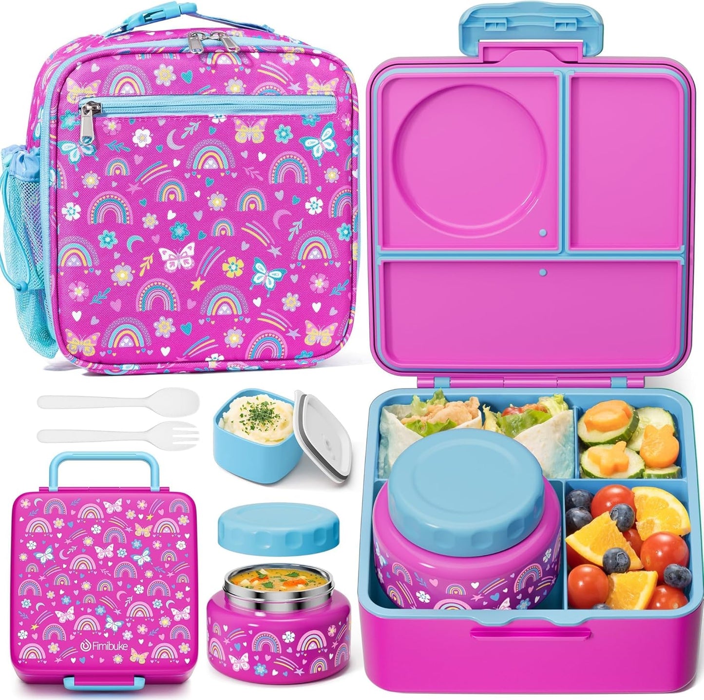 Fimibuke Kids Bento Lunch Box Set with Thermos for School Use