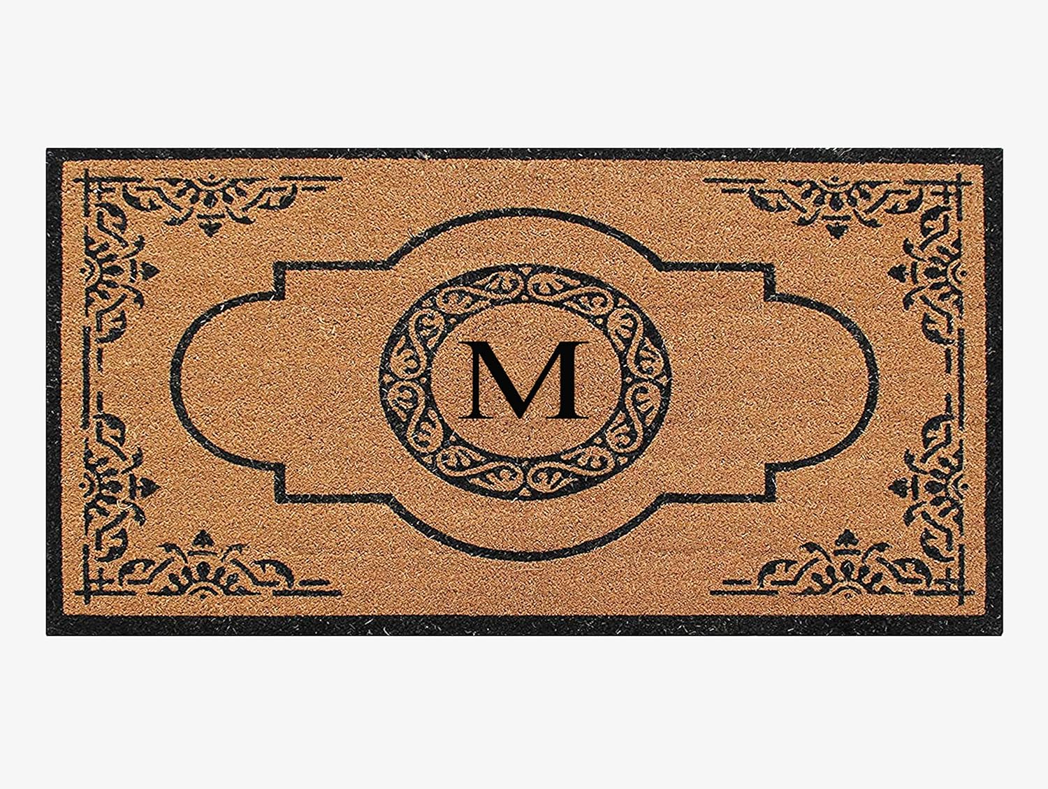 Natural Coir Monogrammed Door Mat for Front Door, 30x48