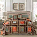 Cotton Patchwork Bedspread Queen Size - Reversible Quilted Coverlet